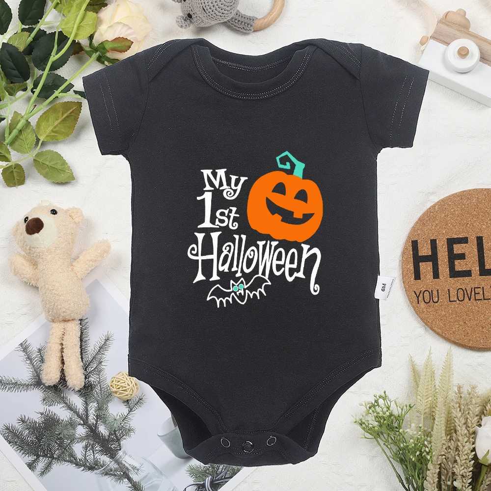 My first Halloween baby costume casual short sleeved jumpsuit trend street black cheap boys and girls unisex jumpsuit W240812