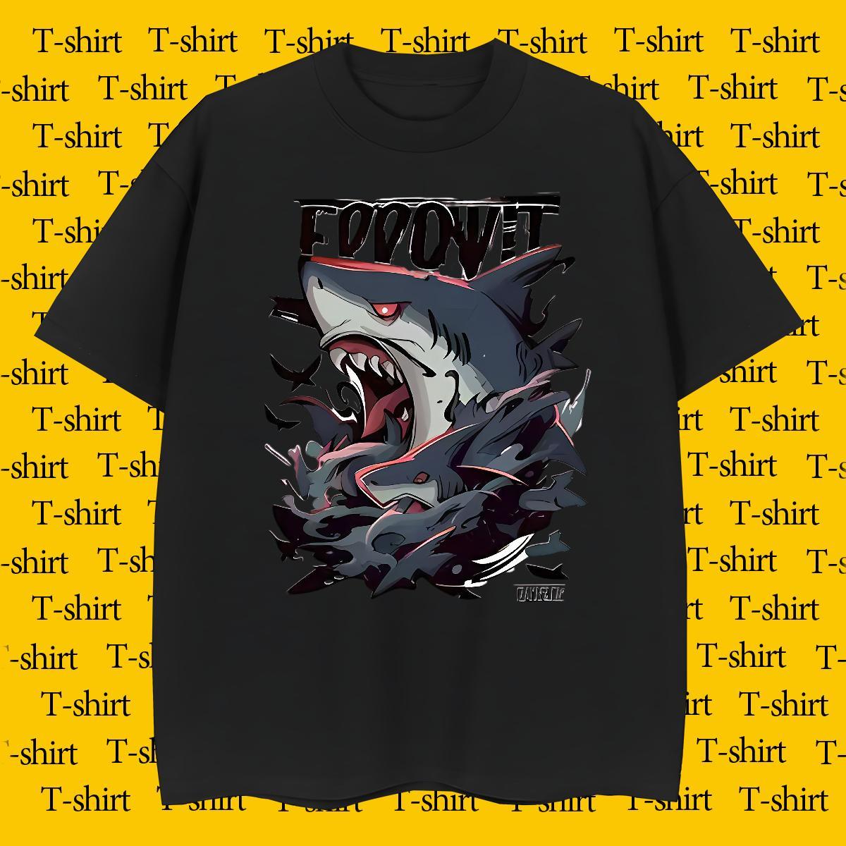 Comfortable T shirt shark Short Sleeve O-Neck Casual Daily Wear Custom Print Plus Size 230g Pure Cotton Men Clothes T-Shirt New Arrival Tops Tees