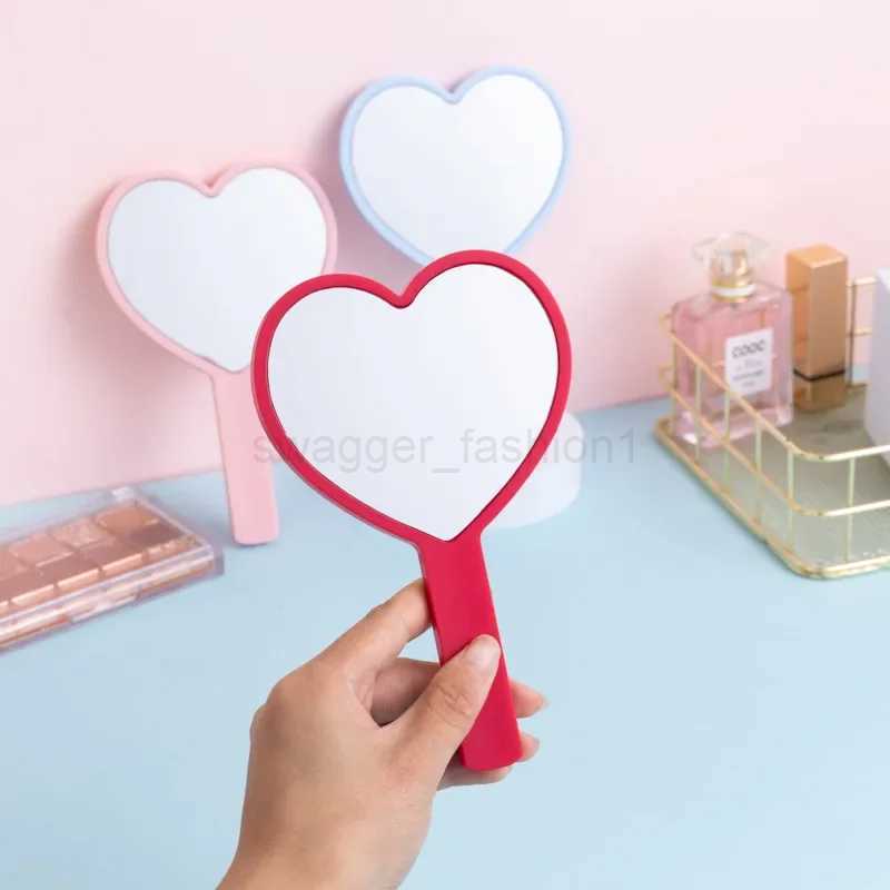 Heart Shaped Hand-held Vanity Mirror with Handle Portable Vanity Mirror Cute Small Mirror Portable Beauty Mirrors Cosmetic ToolsXJ240813