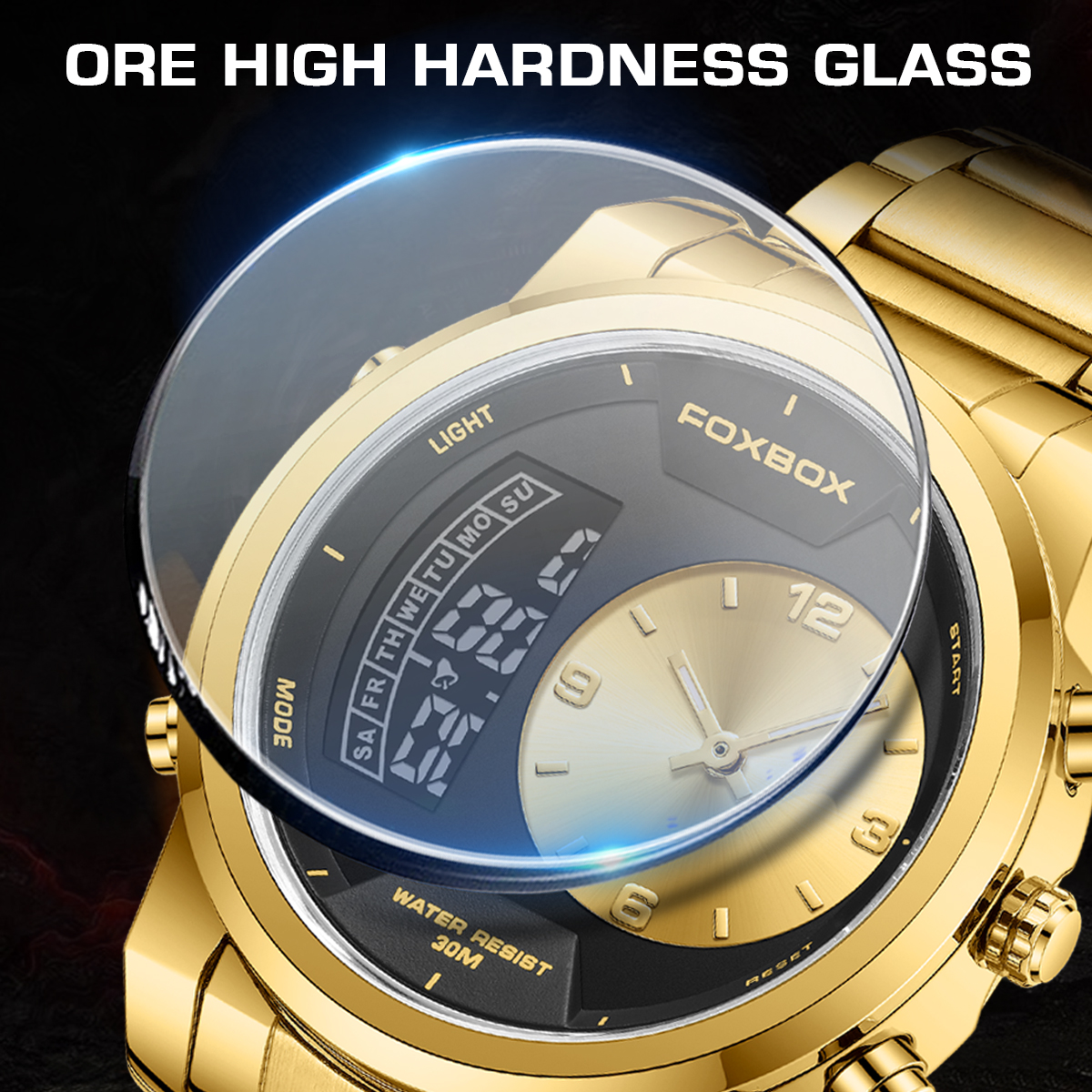 LIGE Outdoor Sports Men's Waterproof Night Light Dual Display Electronic Watch Men's Multi functional Alarm Clock Fashion Watch