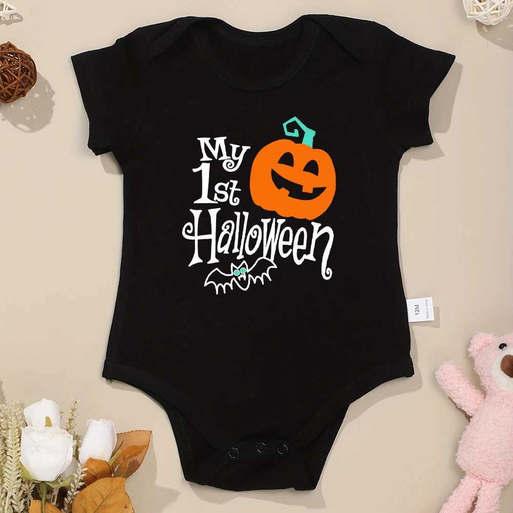 My first Halloween baby costume casual short sleeved jumpsuit trend street black cheap boys and girls unisex jumpsuit W240812