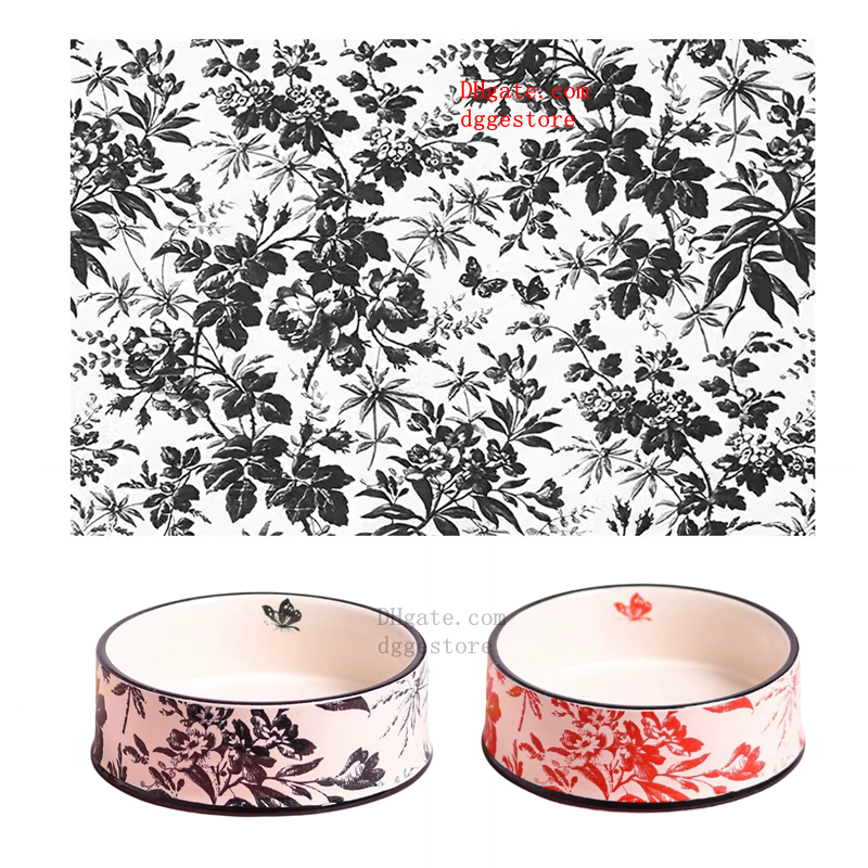 Designer Pets Bowls Mat set, Non-Slip Ceramics Dog Bowl for Small and Medium Dog, Extra Wide Raised Ceramic Cat Food Bowl, Elevated, Prevent Neck & Wh