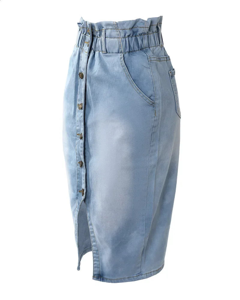 Sheath Sexy Summer Autumn Fashion Button Fly High Waist Denim Skirt Women Slim Casual Skirt Jeans 240812
