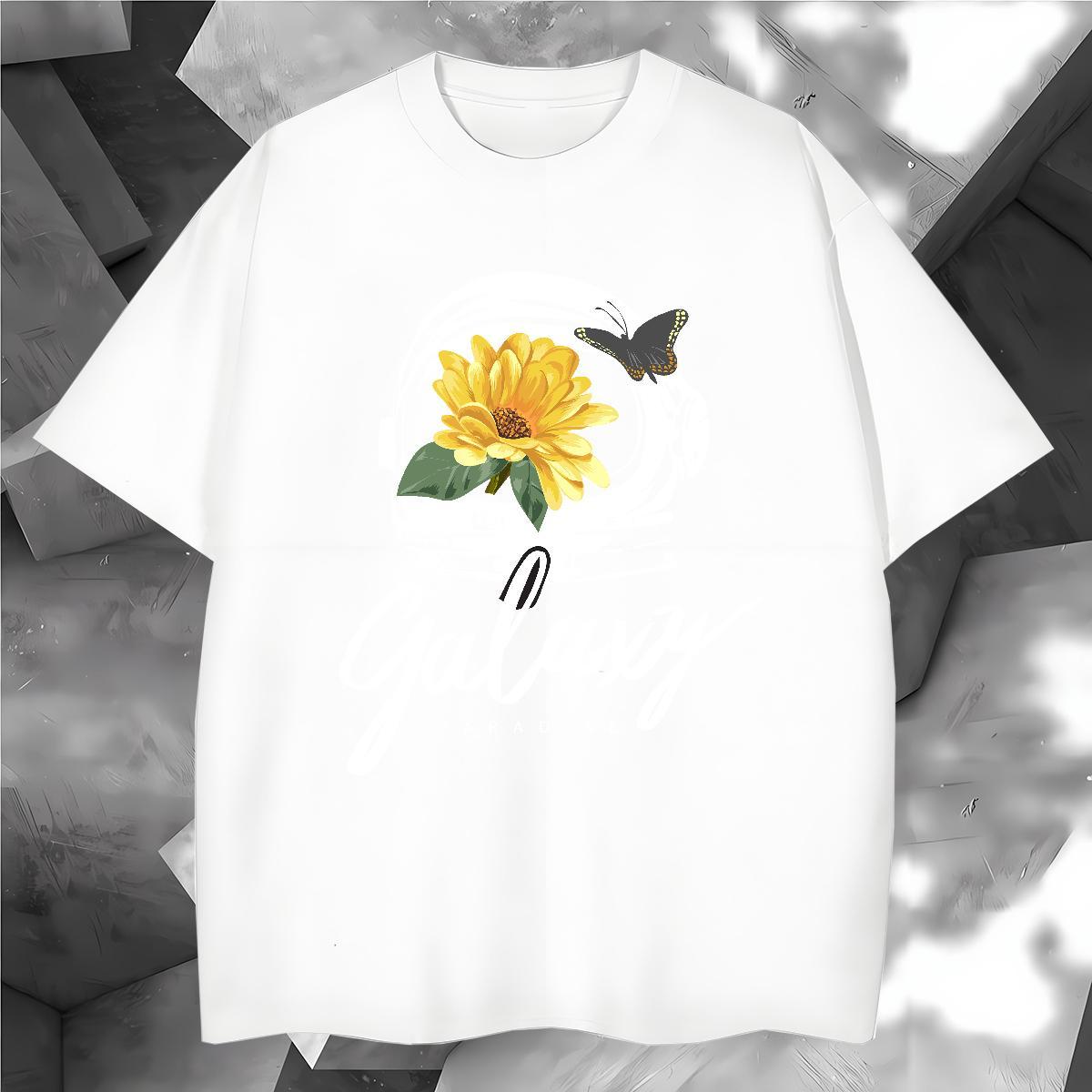 Cool flower T Shirts Men Daily Outfit Mens Tshirts 230g Cotton Designer Breathable Short Sleeve Skull Tees Shirts