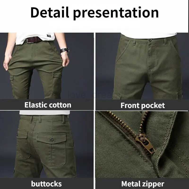 2023 New Mens Cargo Pants Loose Army Tactical Pants Multi-pocket Casual Trousers Pantalon Homme Male Cotton Military OverallsXJ240813