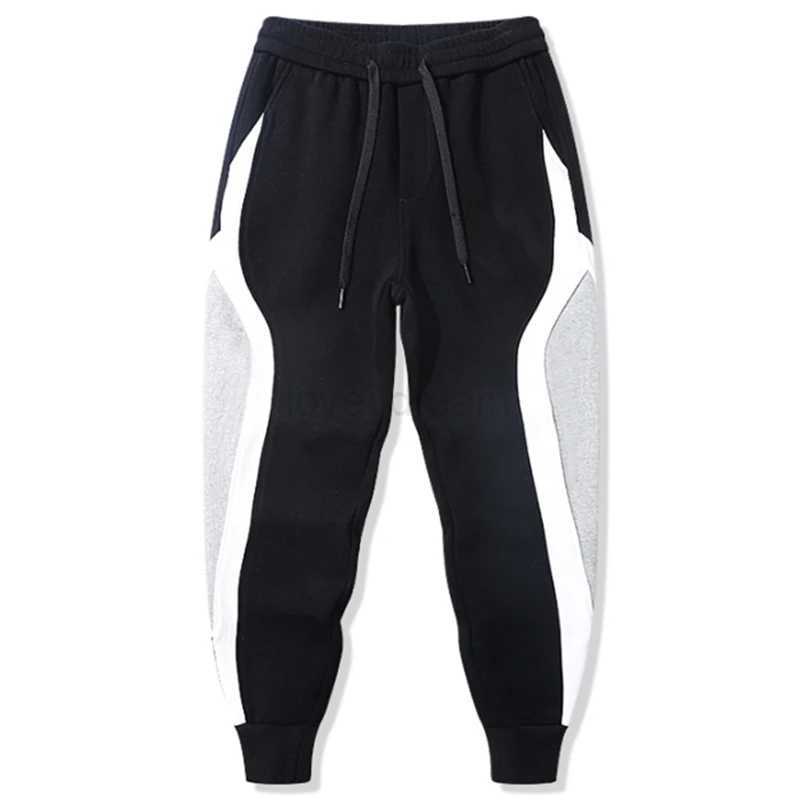 Autumn Winter Mens Loose Casual Pants Trendy Patchwork Trousers Warmer Fleece Long Thicken Pants Sweatpants Joggers PantsXJ240813