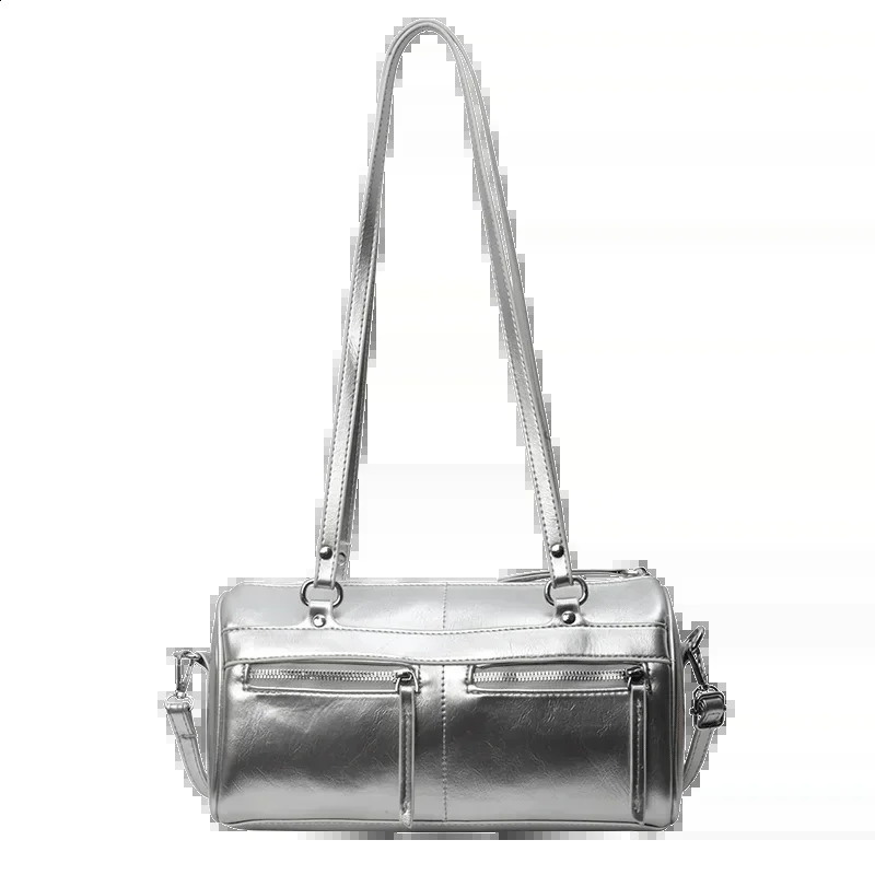 Simple Glossy PU Boston Shoulder Bags Zipper High Quality Classic Crossbody for Women Fashion Versatile 240817