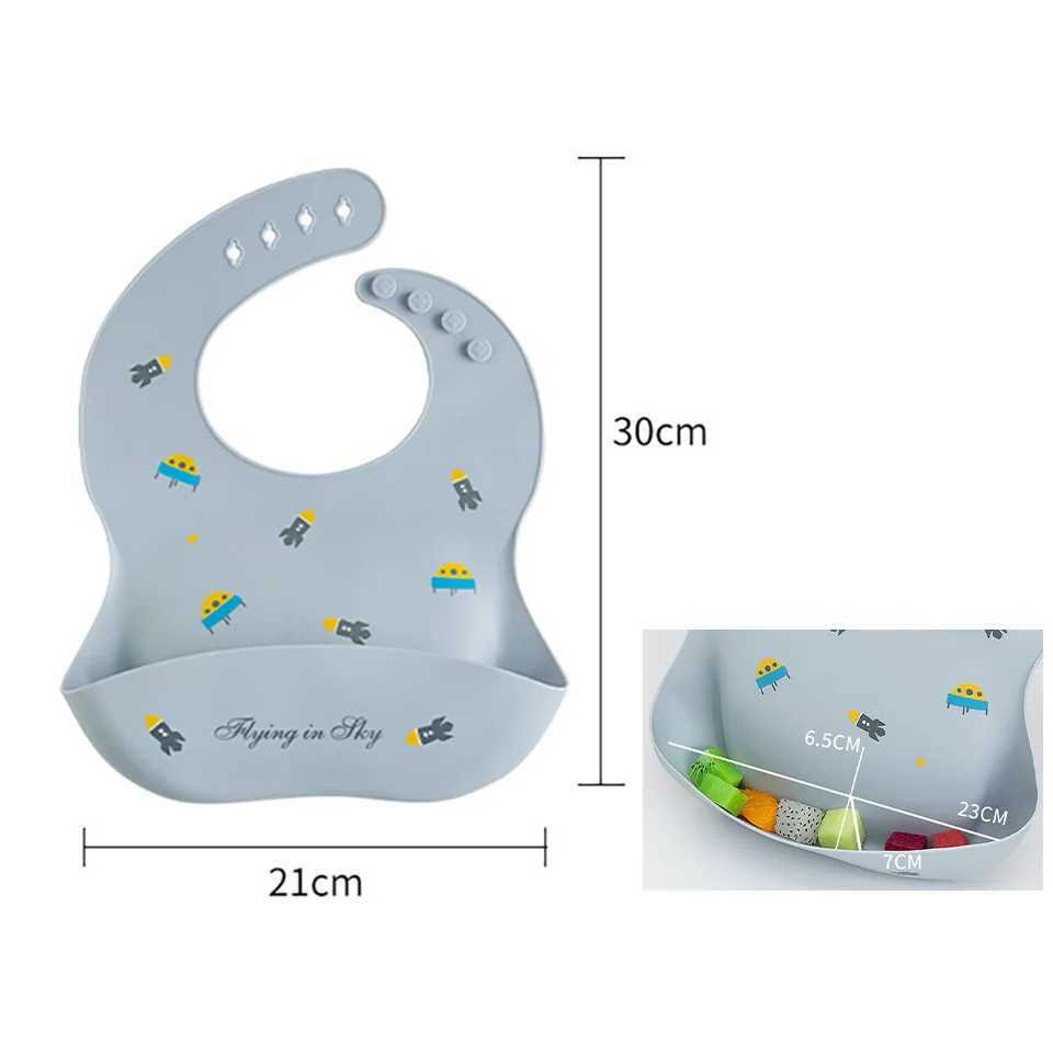 Bibs Burp Cloths Baby Bibs Waterproof Soft Silicone Scarf Rocket Print Adjustable Bibs Burp Cloths Baby Feeding Aprons Kids Eating AccessoriesL4812