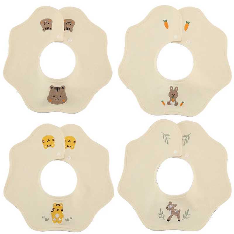 Bibs Burp Cloths Summer Cotton Waterproof Baby Bibs New Embroidery Infant Bib Newborn Burp Cloths for Kids Boys Girls Soft Feeding Saliva TowelL4812