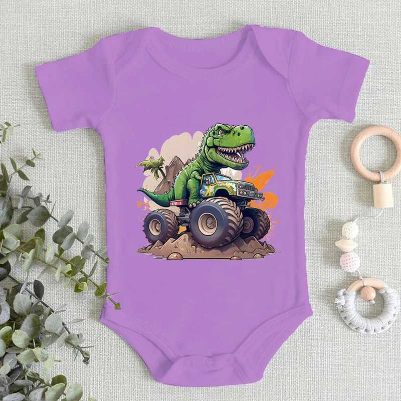 Dinosaur Monster Truck Pattern Baby Boys and Girls Tight Clothes 100% Cotton 2024 Newborn jumpsuit Fashion Creative Trend Baby jumpsuit W240812