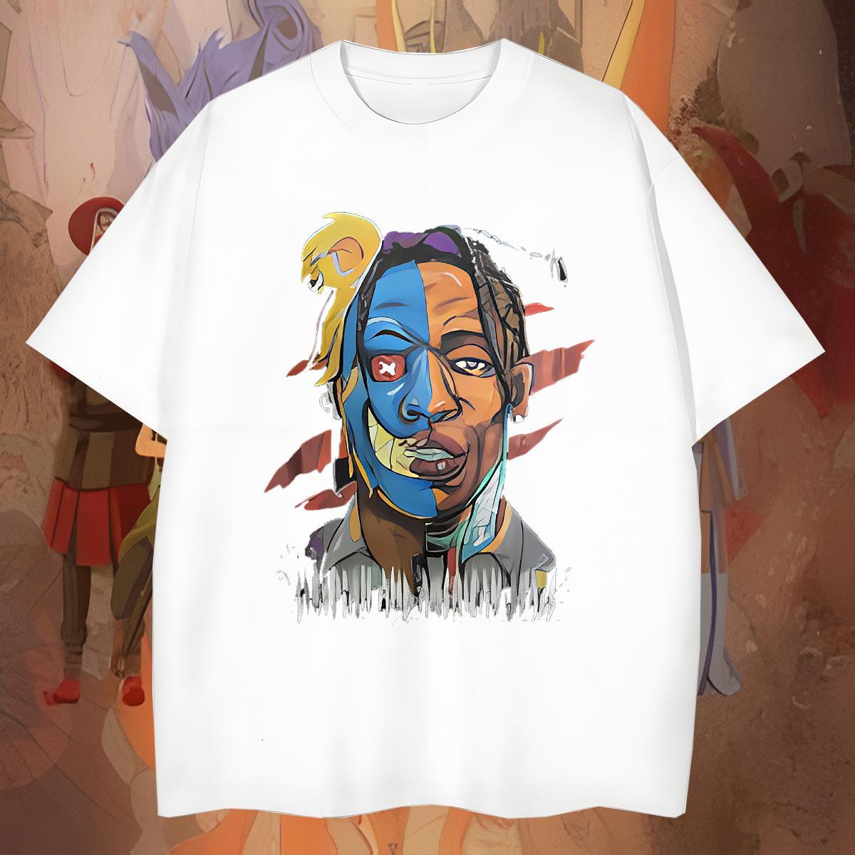 Unisex portrait T Shirt For Man Street Casual Men Tops Tees 230g 100% Cotton Free Shipping O-Neck Short Sleeve Custom Anime Wear