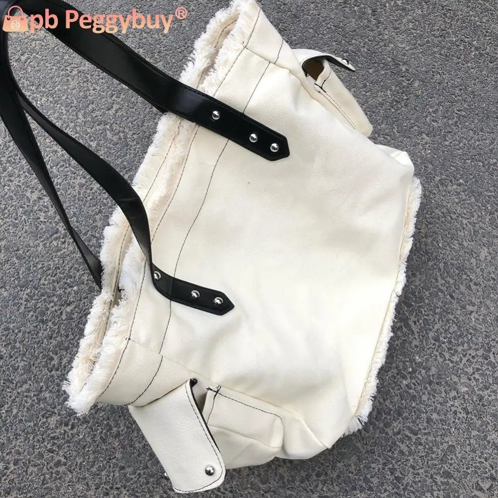 Ladies solid shoulder bag large capacity fashionable homeless with side pockets soft star handbag canvas 240813