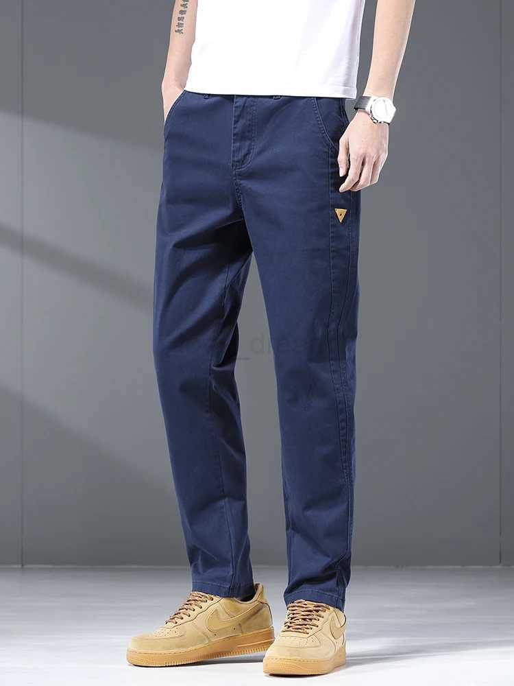 5 Colors Spring Autumn Mens Cargo Pants 97% Cotton Retro Splicing Work Straight Jogger Trousers Loose Casual Brand PantsXJ240813