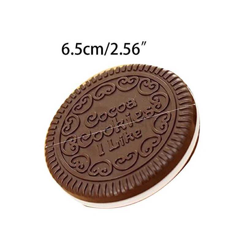 Portable Mini Pocket Mirror With Comb Brown Cute Chocolate Cookie Shaped Design Mirror Makeup Chocolate Folding Comb Makeup GiftXJ240813