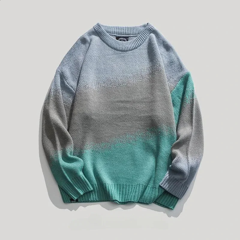 Mens Clothing Round Collar Knit Sweater Male Green Tie Dye Pullovers Crewneck A Plus Size X Street Long Sleeve 100% Sweat-shirt 240812