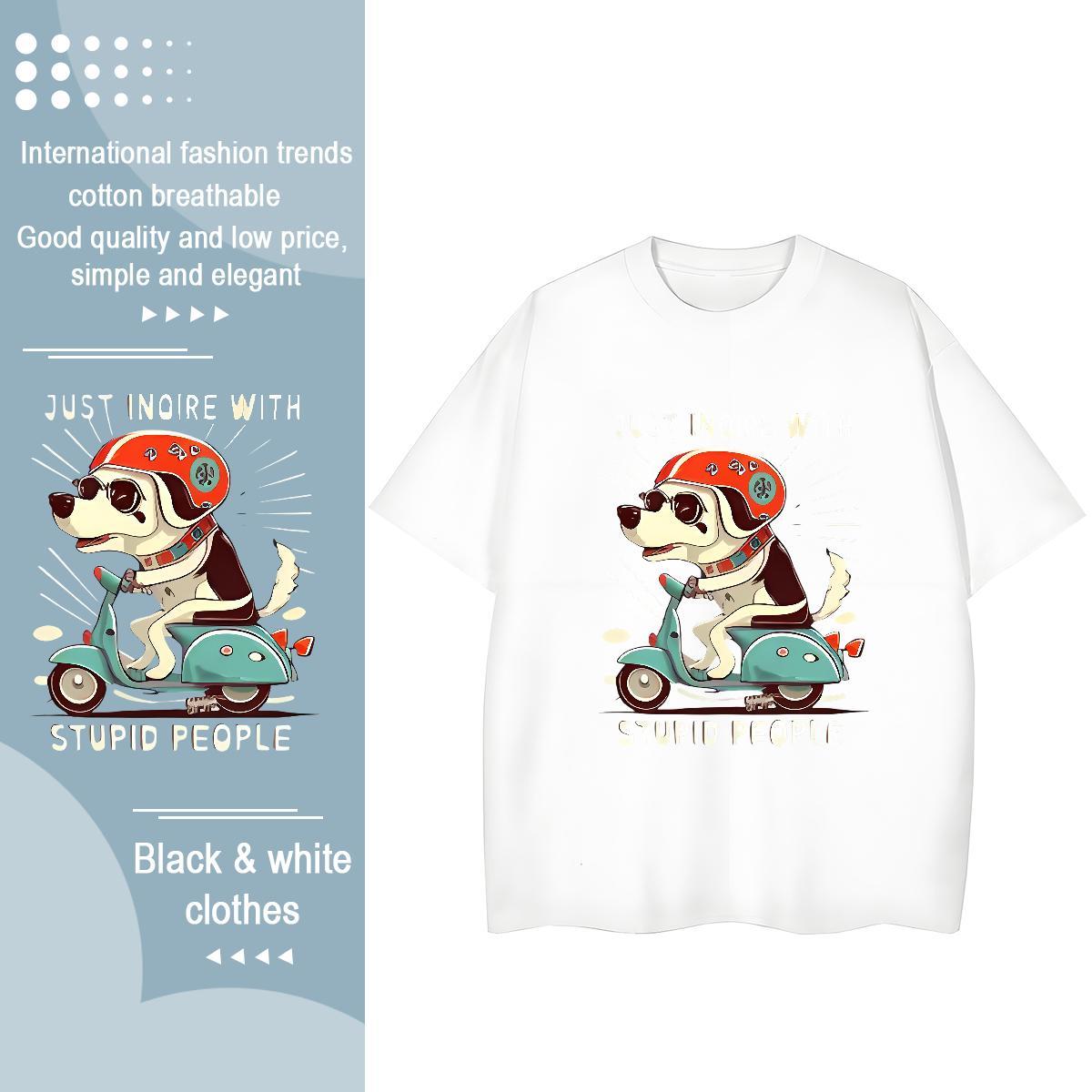 Loose T Shirt For Man dog Breathable Short Sleeve Hip Hop Street DIY Printed 100% Cotton 230g Couples T Shirts New Designer Clothings