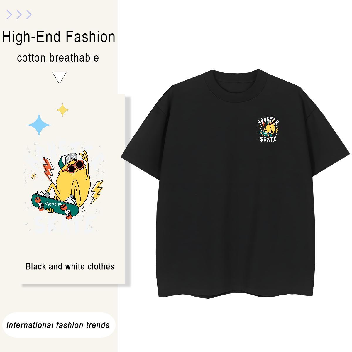 T-Shirts for Men 230g 100% Cotton Plush Outdoor Breathable Plus Size Cartoon Couples T Shirts New Arrival High Quality Top Tees