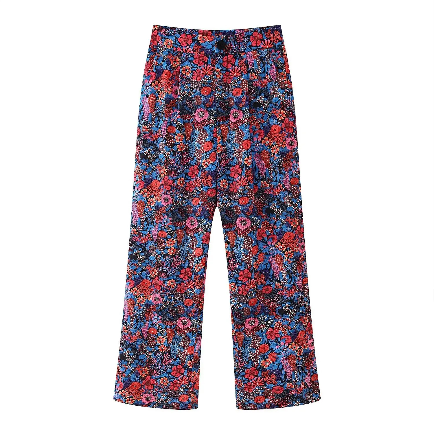 TELLHONEY Women Fashion O-Neck Bow Decoration Tops With Button Pants Femal Casual Print Two Piece Set 240813