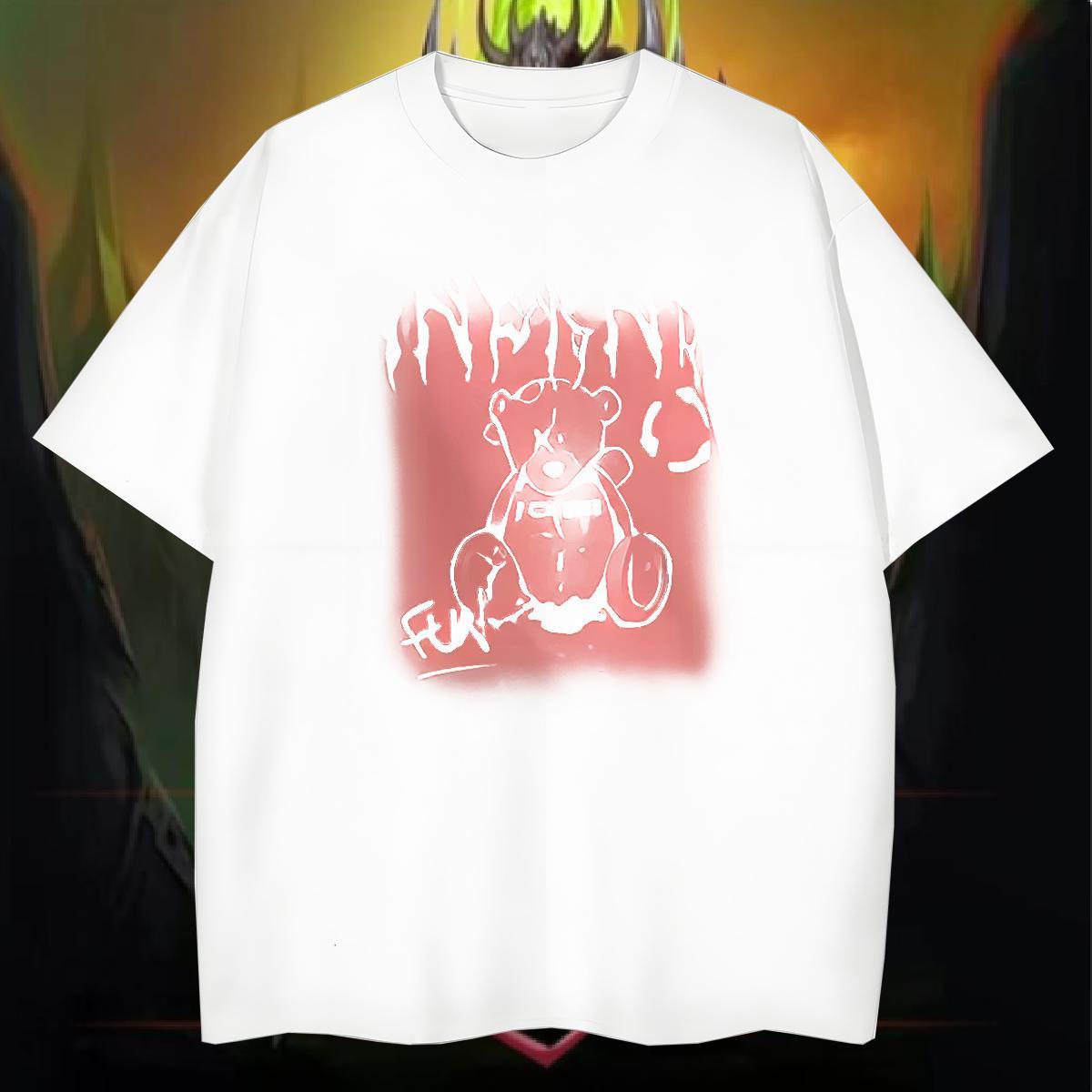 Designer Mens Tshirts bear Summer Casual 230g 100% Cotton Polos Crew Neck Cool Design T Shirt For Man White Plus Size
