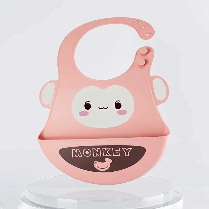 Bibs Burp Cloths Cute Cartoon Print Silicone Bib For Children BPA Free Soft Waterproof Baby Bibs Drooling Saliva Towel Boy Girl Kids Feeding BibL4812
