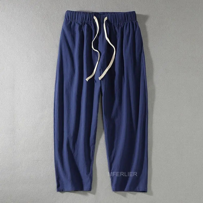 Summer Men Pants 12XL 11XL 10XL 9XL 8XL 7XL Waist 170cm Cotton Plus Size Ankle-length Pants 240812