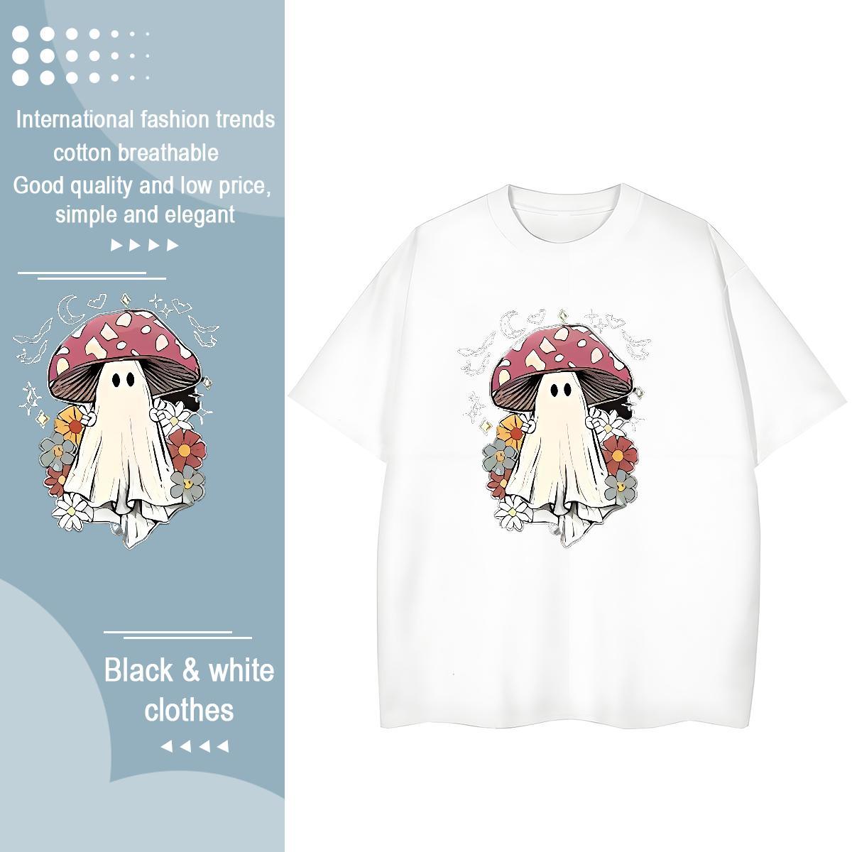 Loose T Shirts Men monster Crew Neck Breathable Casual Beach DIY Logo Oversized 230g Pure Cotton Men Tops Tees Customized Wear