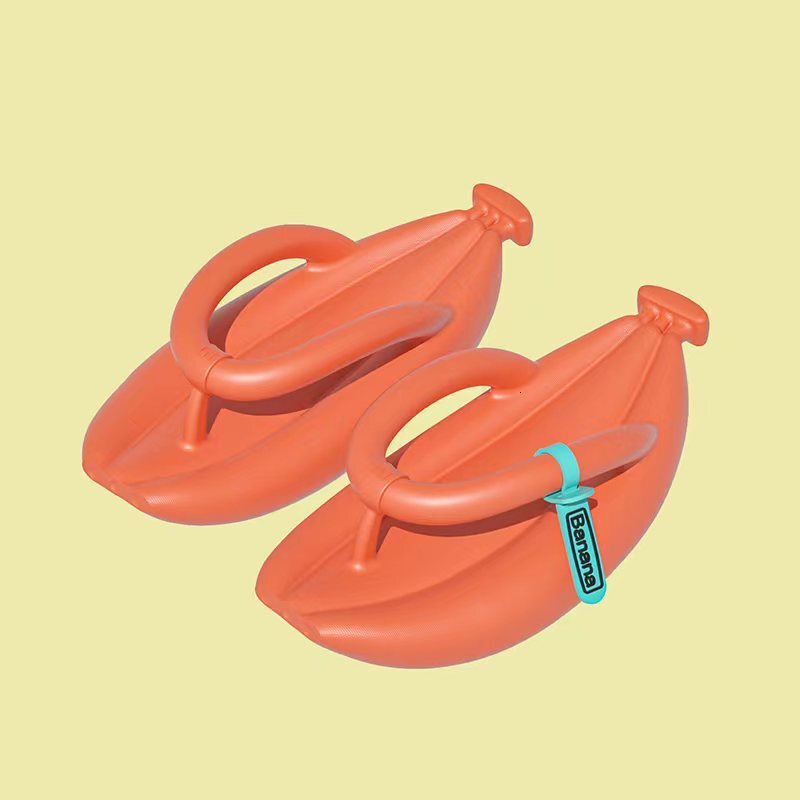 2023 Spring New Personalized Banana for Couples Indoor and Outdoor Beach Solid Color Flip flops Thick Bottom Slippers