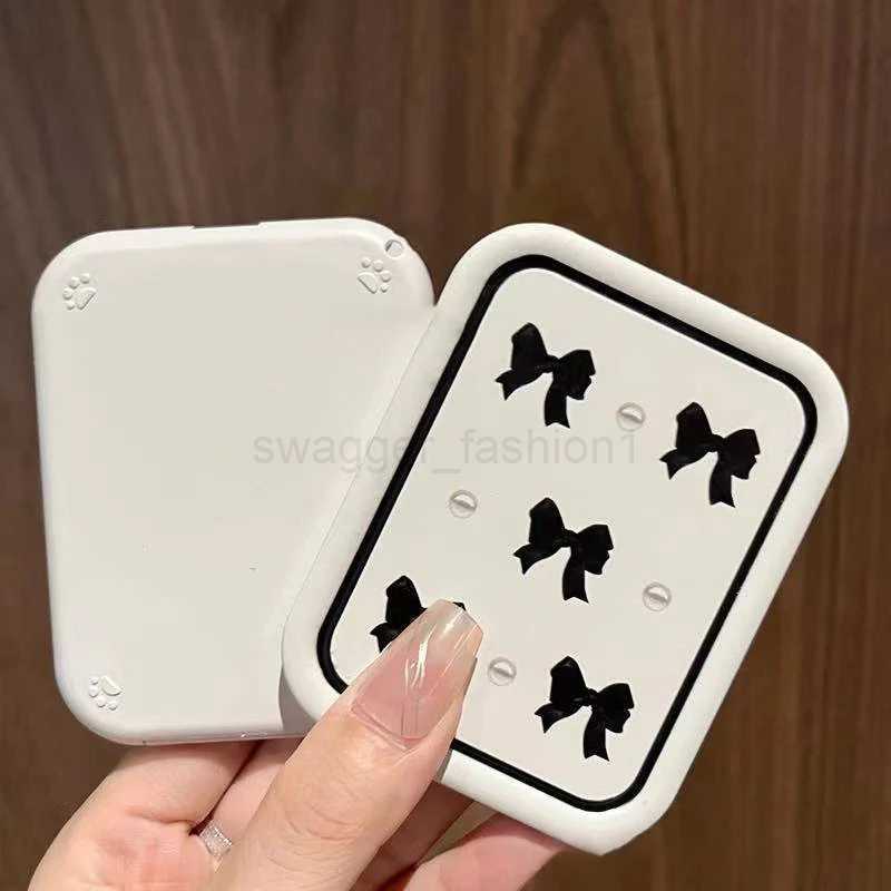 Bowknot Flip-Top Folding Makeup Mirror Portable Pocket Mirror Women Rectangle Cosmetic Make Up Mirror With CombXJ240813