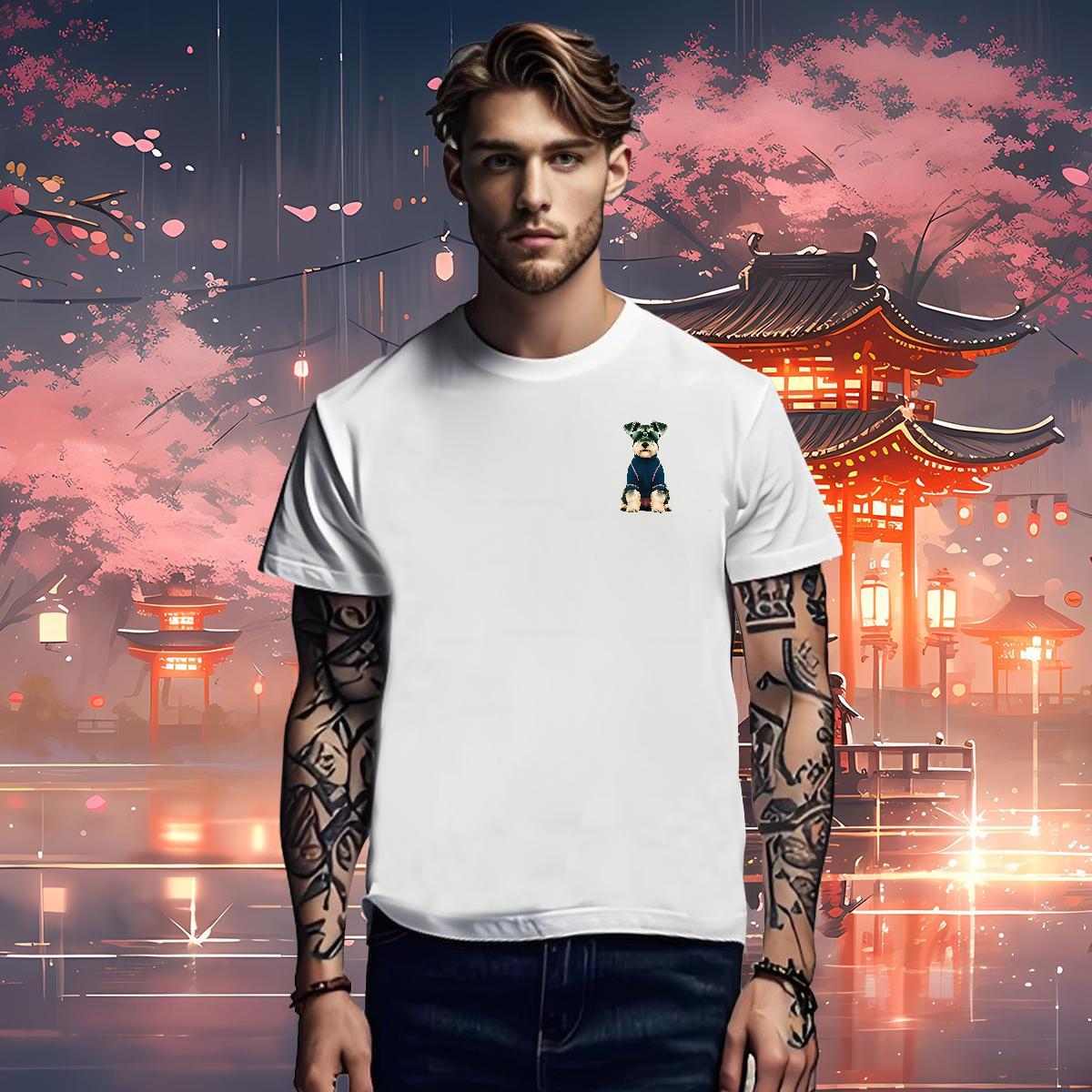 Unisex T Shirts Men dog Breathable Crew Neck High Street Hip Hop Black Oversized 100% Cotton 230g Men Tees Free Shipping Wear