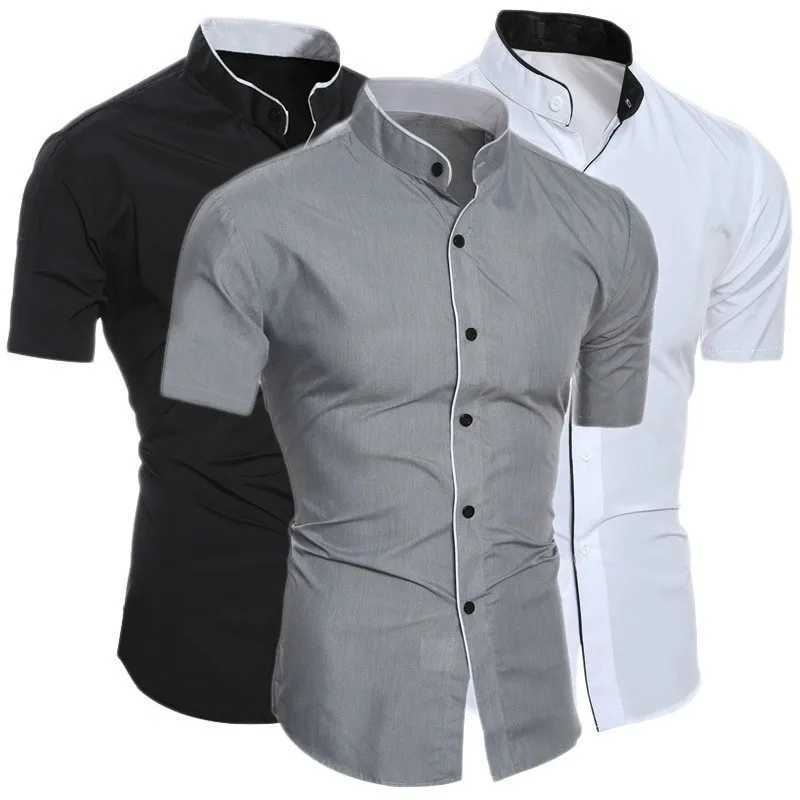 New mens solid color casual commuting short sleeved shirtXJ250121