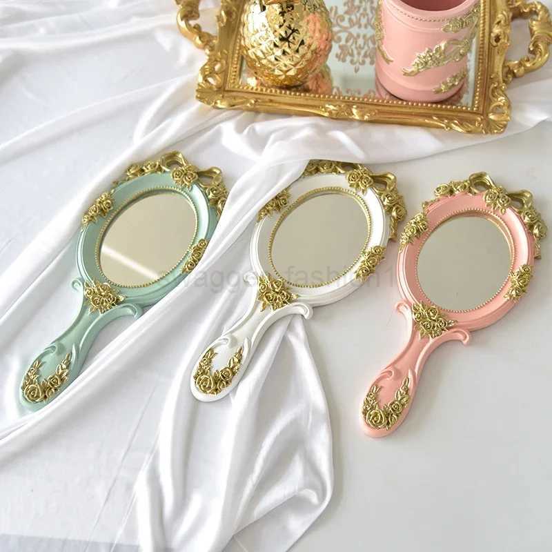 Cute Creative Vintage Hand Mirrors Makeup Vanity Mirror Handheld Cosmetic Mirror with Handle for GiftsXJ240813
