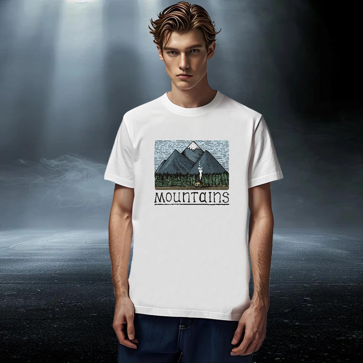 Wholesale Couples T Shirts Sport 230g Cotton Custom Print Plus Size Short Sleeve O-Neck mountains T Shirts Men Factory Direct Tshirts