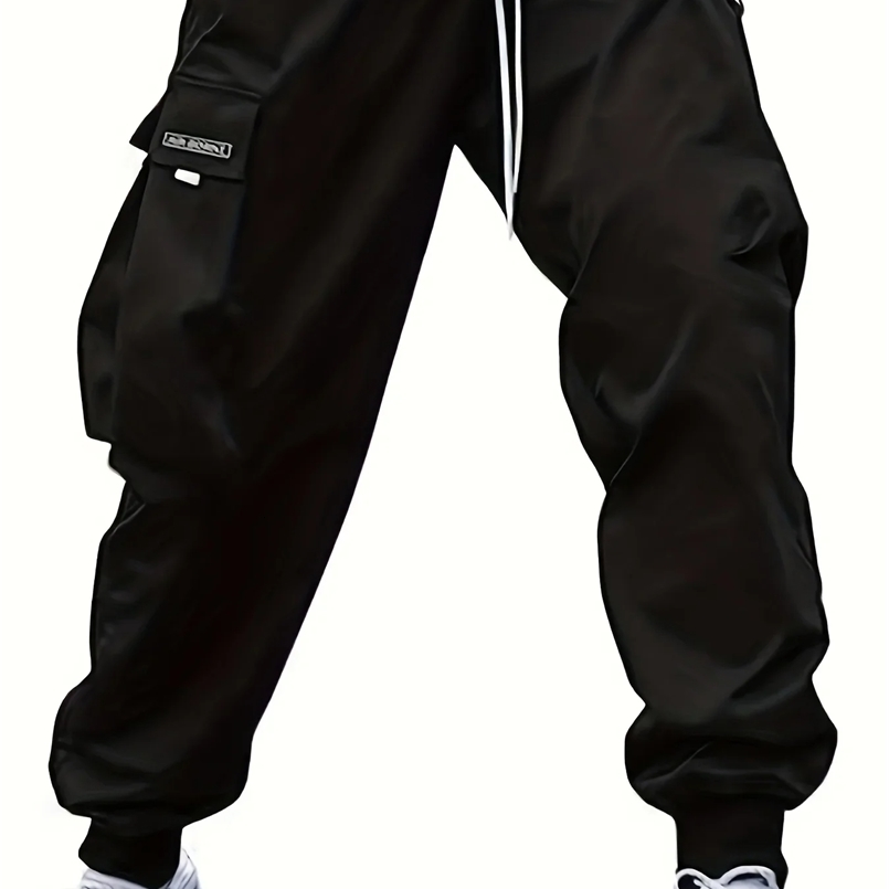 Plus Size Spring Summer Men Casual Cargo Pants Pockets Black Loose Out Door Elasticity Sports Oversize Pants 48 50 52 240812