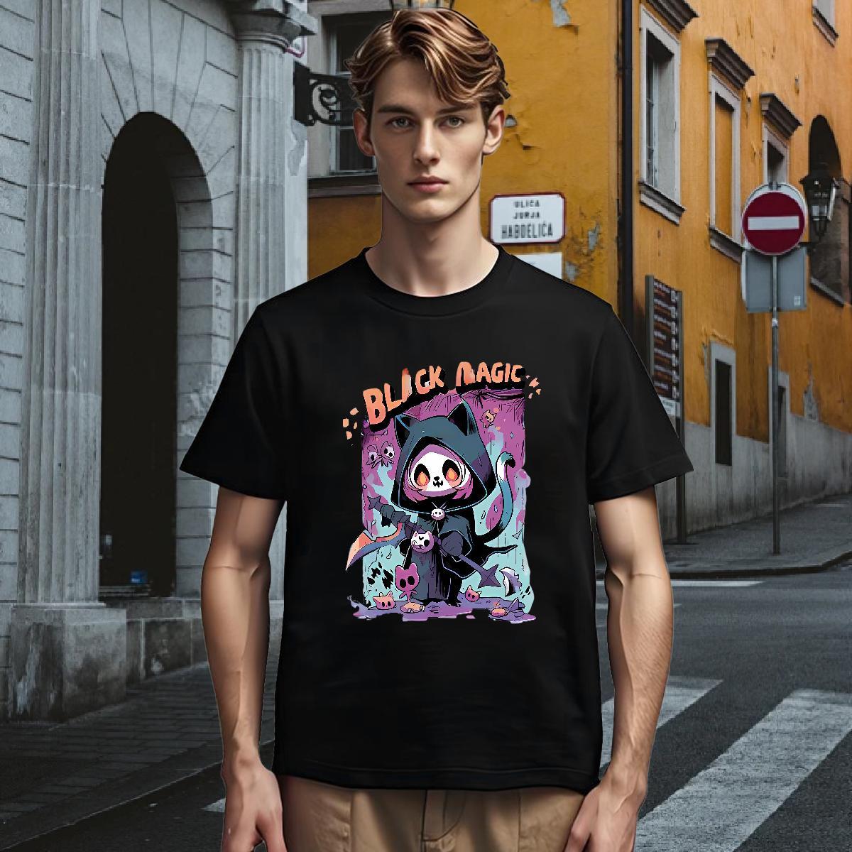 Mens T Shirts 100% Cotton 230g scare Home Outdoor Breathable Crew Neck Plus Size Custom Tshirts 2024 DIY Cool Design Clothes
