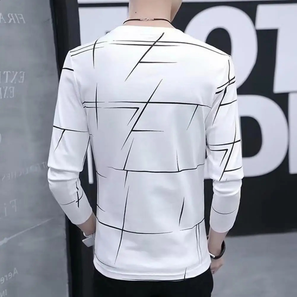 Long Sleeve T-shirt Men Long Sleeve T-shirt Soft Breathable Mens Contrast Color T-shirt Stylish Long Sleeve Top for Daily 240812