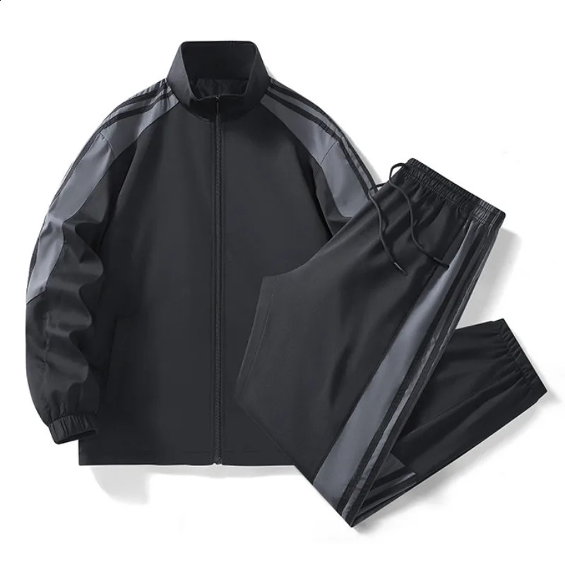 mens autumn hooded sweatshirt and sports pants twopiece fashionable casual suit standing collar youth street 240812