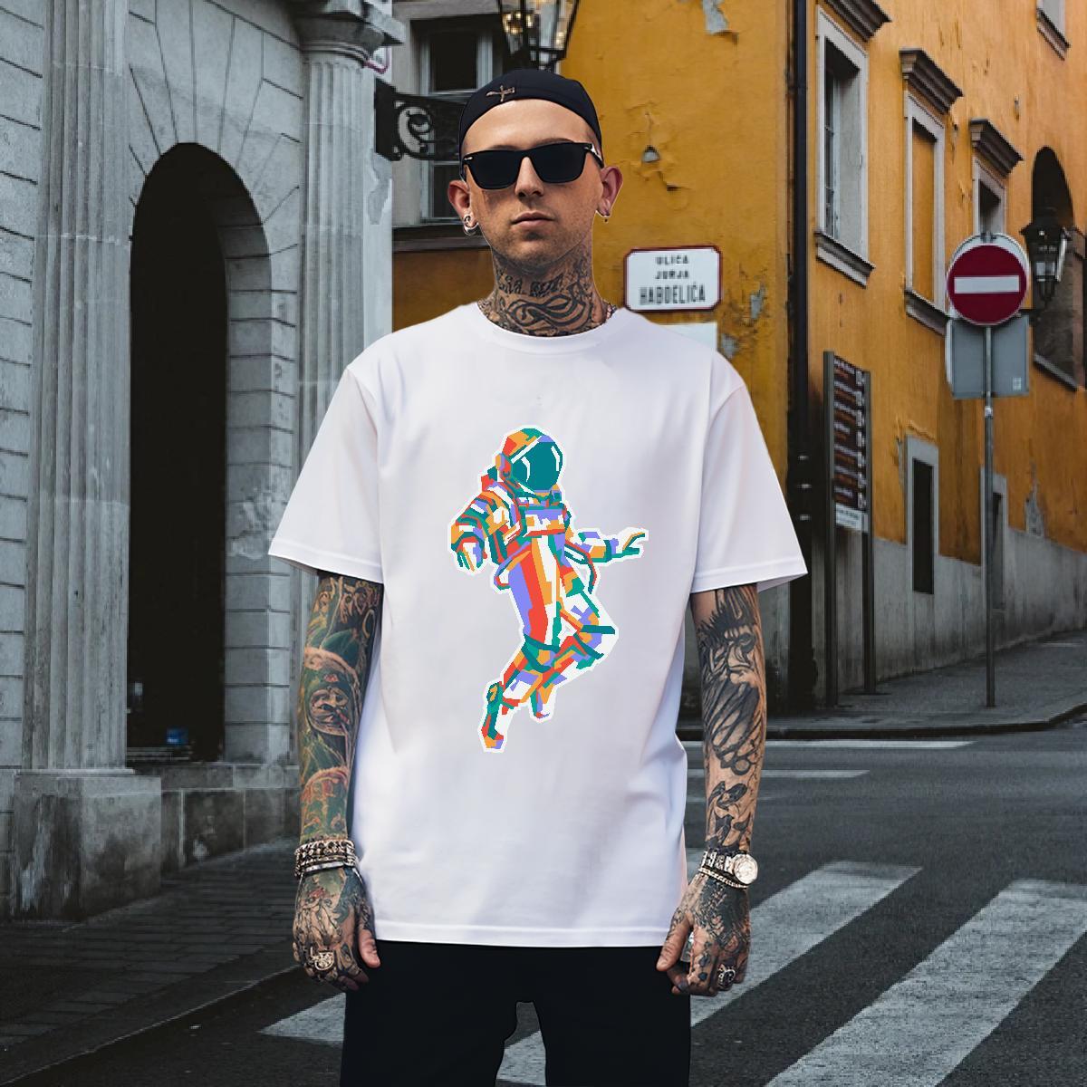 T-Shirts 100% Cotton 230g planet Sports Casual O Neck Short Sleeves Asian Size Couples T Shirts Brand Unisex Clothings