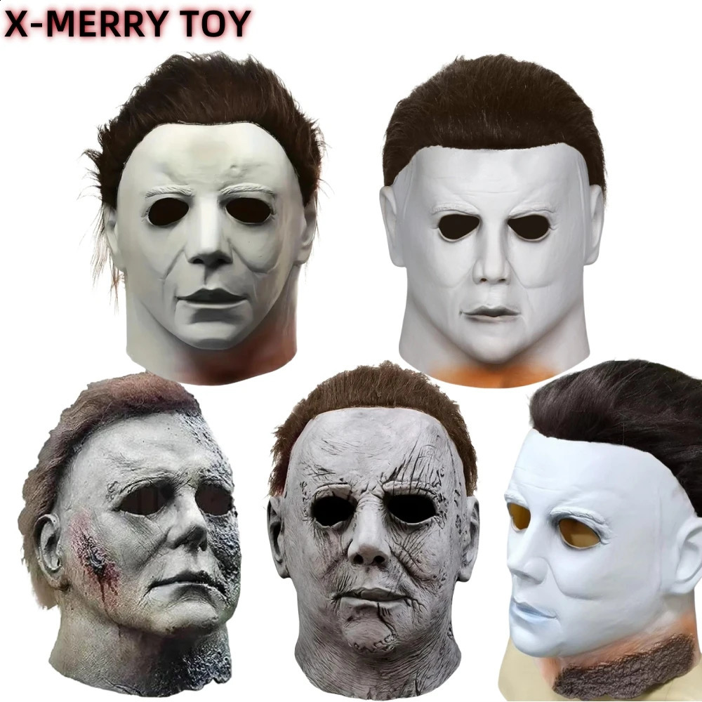 Michael Miles Mask Halloween Role Play Horror Bloody Killer Devil Latex Helmet Carnival Makeup Ball Props 240812