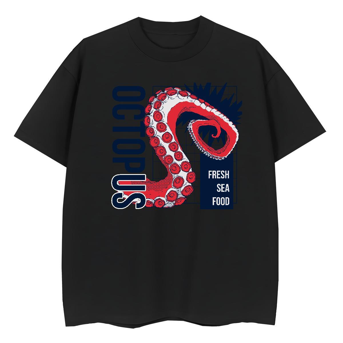 High Quality T-Shirts octopus tentacle Pure Cotton Casual Daily Wear DIY Anime 100% Cotton 230g Mens Tshirts Brand Clothings