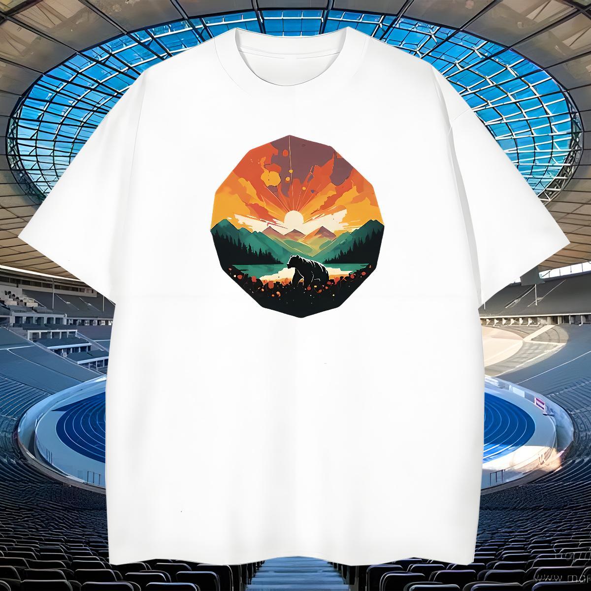 Free Shipping Man T Shirts bear Breathable Soft Outdoor DIY Printed 230g Pure Cotton Men Tshirts Designer Fashion Tops Tees