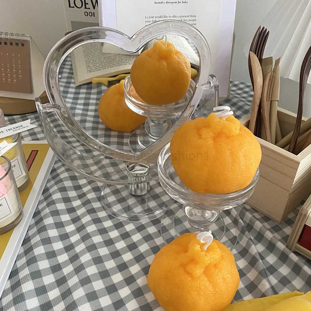 1pc Acrylic Double Side Makeup Mirror Cute Heart Shaped Cosmetic Mirror Transparent Base Home Bedroom Desktop Make Up MirrorXJ240813