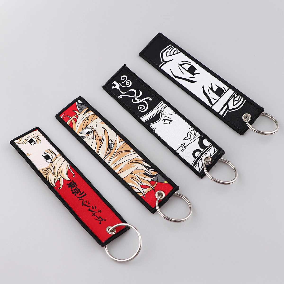 Japanese Anime Cool Embroidery Keychain Fobs Key Tags Motorcycle Car Backpack Chaveiro Keychain Friends Fashion Keyring Gifts W240808