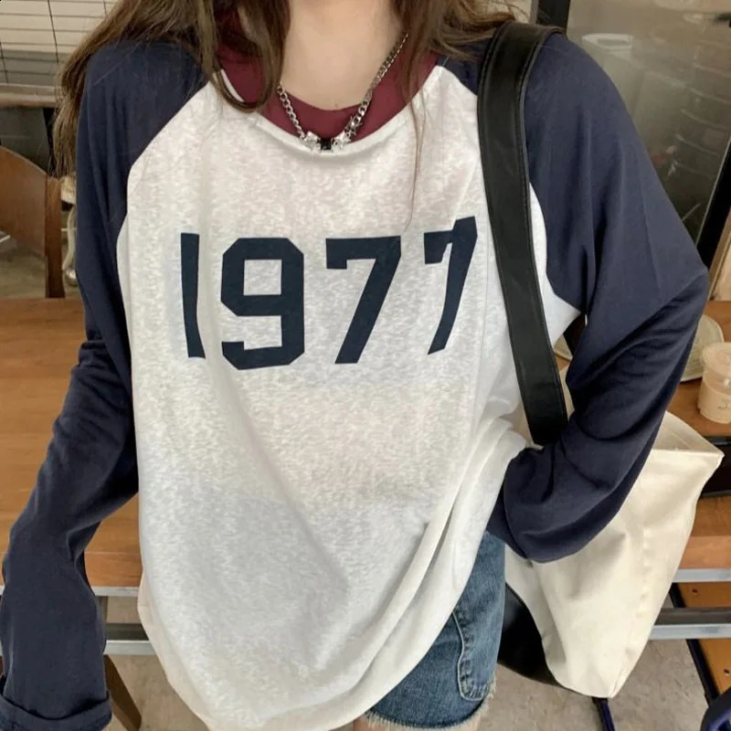 Womens clothing fashion simple loose long sleeved Tshirt for spring and summer casual Oneck floral print womens thin top 240812