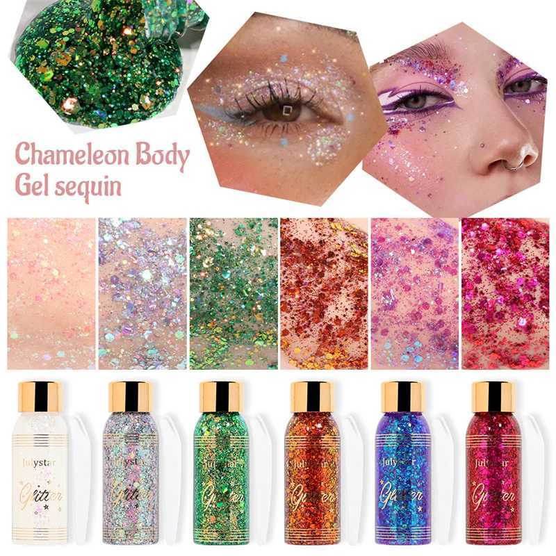 Multi functional glittering nails hair body facial glittering gel art glittering sequins festival stage glitter liquid eye shadow decoration W240812