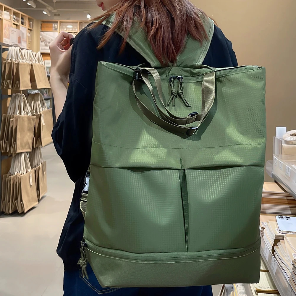 Neutral trend backpack lightweight womens casual handbag large capacity solid color multifunctional Versatile outdoor bag 240813