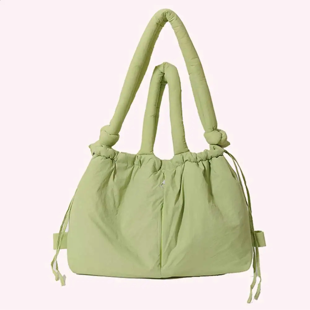 Womens inflatable handbag with adjustable shoulder straps cross body bag nylon solid large capacity wallet shopping and travel 240813