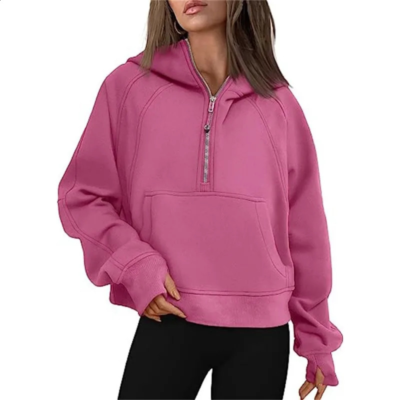 Y2K INS Autumn Winter Long Sleeve Casual Loose Hooded Sweatshirts Fleece Pullover Top with Pockets Outwear Womens Zip Up Hoodies 240812