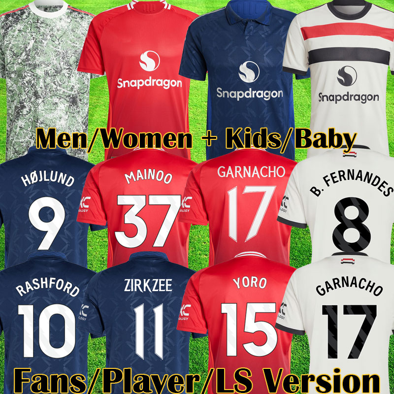 3XL 4XL 24 25 MAINOO HOJLUND soccer jerseys GARNACHO Fans Player version FERNANDES ZIRKZEE football shirt Stone Roses Collection kit 2024 2025 kids set