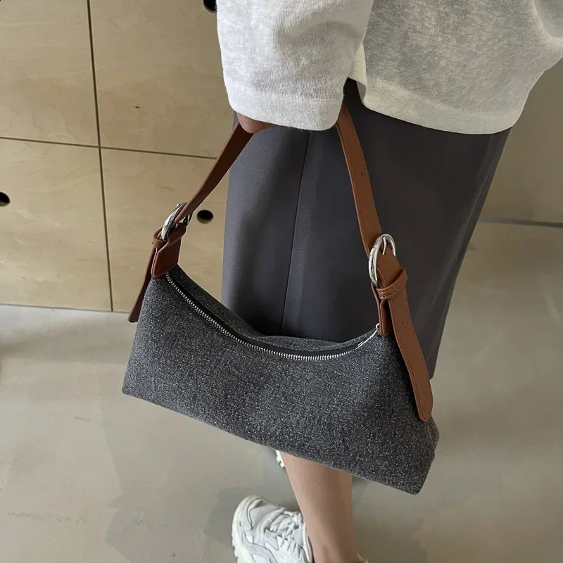 Simple Clotch Underarm Purse Women Bag Chain Handbag Tote Female Retro Blue Denim Crossbody Shoulder bolsa feminina 240812