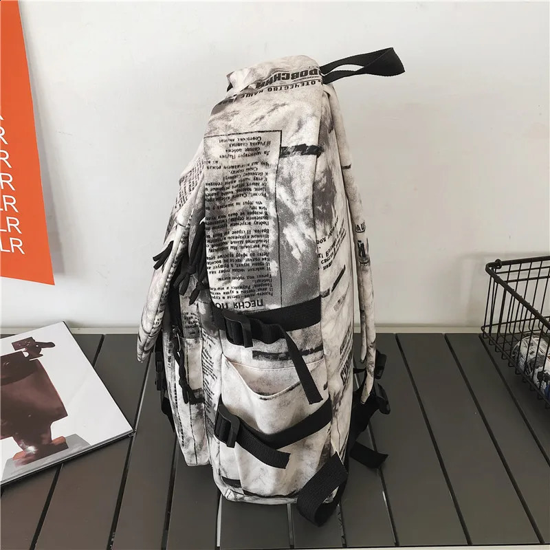 Womens Harajuku Cloud Printing Mens Backpack Student Nylon Laptop Cool 240813